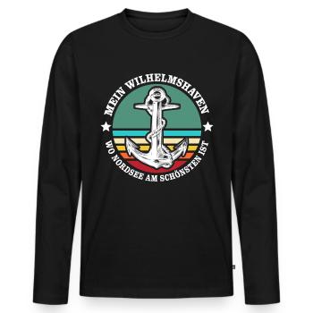 Wilhelmshaven Sprüche Wilhelmshavener Geschenk - Männer Premium Bio Langarmshirt - Schwarz - Vorne - Nico (187cm)