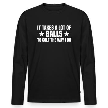 Golf Cart Balls Sport - Men's Premium Organic Long Sleeve Shirt - black - Front - Nico (187cm)