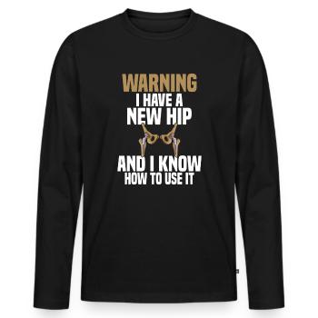 Chirurgie de la hanche Remplacement de l’articulation chirurgicale - T-shirt manches longues Premium bio Homme - noir - Devant - Nico (187cm)
