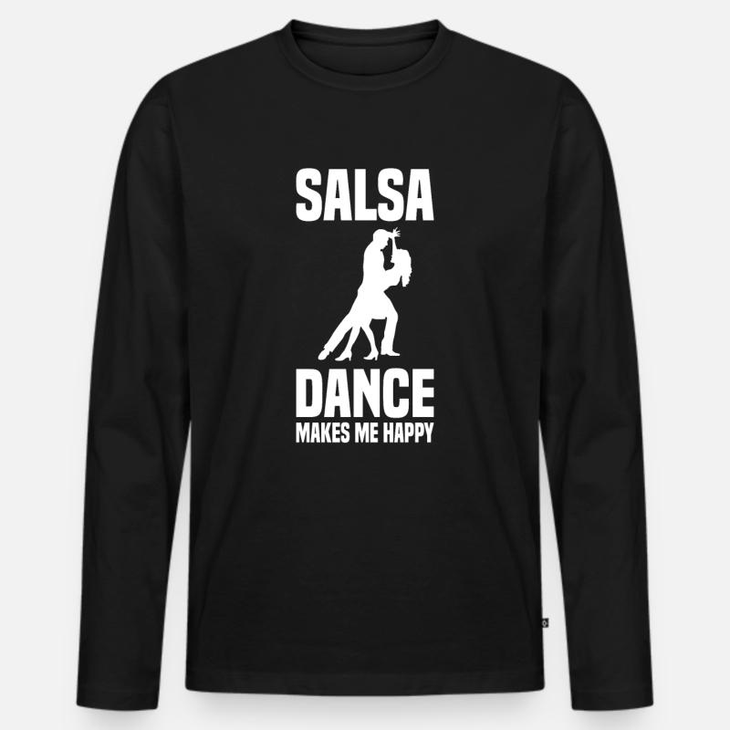 Salsa Tanzen Musik - Männer Premium Bio Langarmshirt - Schwarz