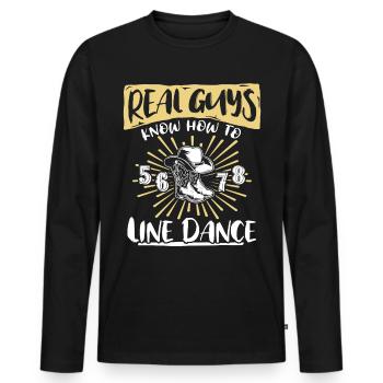 Line Dancing Guys Line Dance - Männer Premium Bio Langarmshirt - Schwarz - Vorne - Nico (187cm)