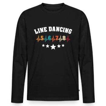 Line Dancing Line Dance - Männer Premium Bio Langarmshirt - Schwarz - Vorne - Nico (187cm)