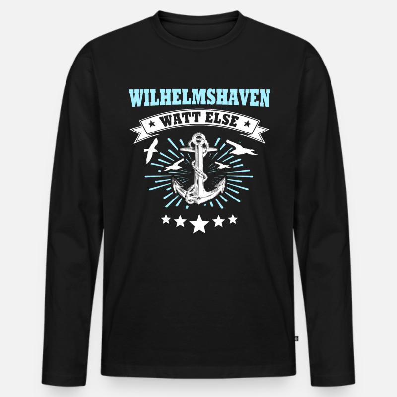 Wilhelmshavener Wilhelmshaven - Männer Premium Bio Langarmshirt - Schwarz