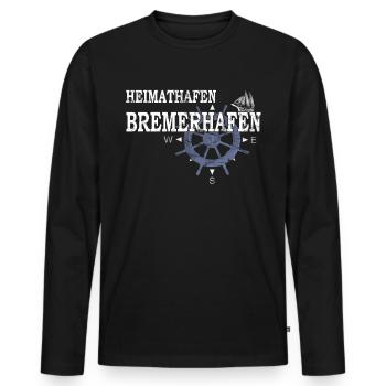 Heimathafen Bremehafen - Hafenarbeiter - Männer Premium Bio Langarmshirt - Schwarz - Vorne - Nico (187cm)