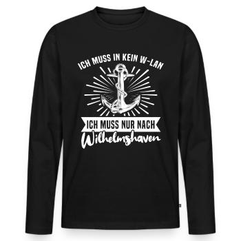 Wilhelmshaven - Männer Premium Bio Langarmshirt - Schwarz - Vorne - Nico (187cm)