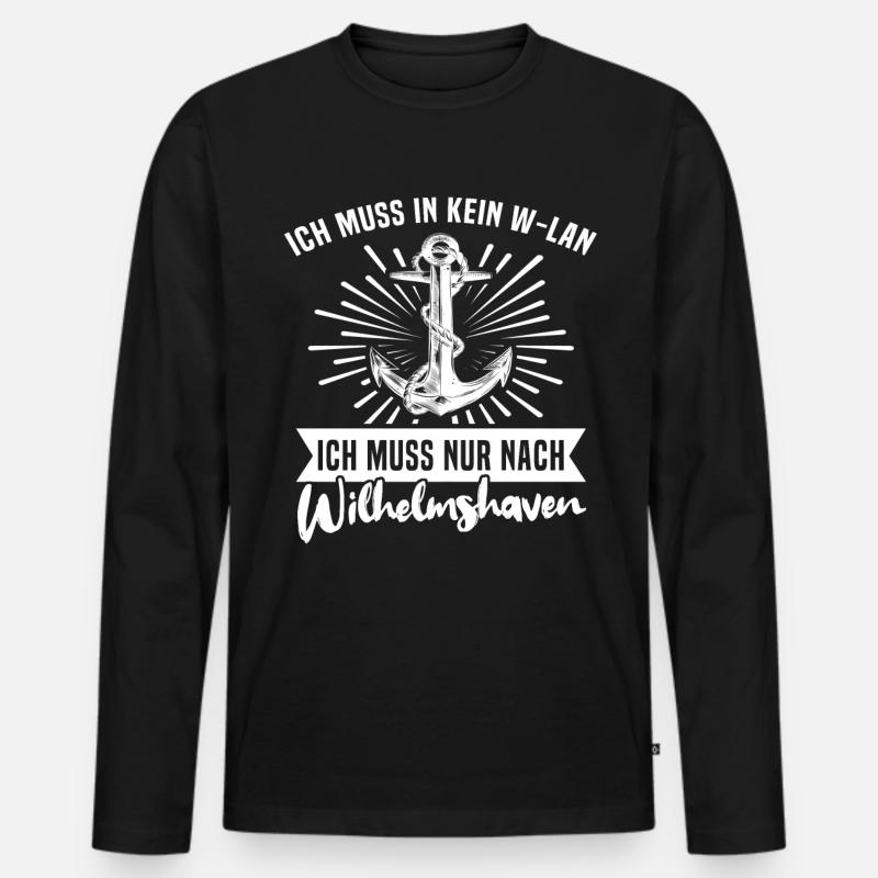 Wilhelmshaven - Männer Premium Bio Langarmshirt - Schwarz
