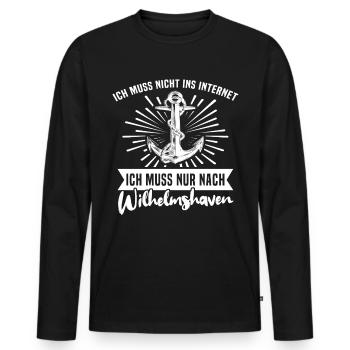 Wilhelmshaven - Männer Premium Bio Langarmshirt - Schwarz - Vorne - Nico (187cm)
