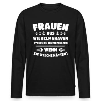 Wilhelmshaven - Männer Premium Bio Langarmshirt - Schwarz - Vorne - Nico (187cm)