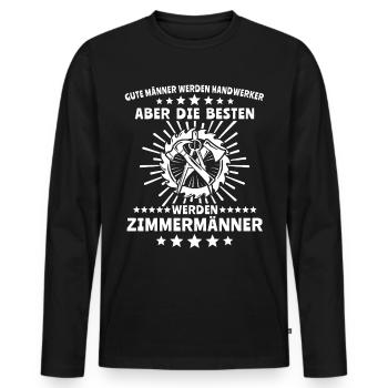 Zimmermann Zimmerer - Männer Premium Bio Langarmshirt - Schwarz - Vorne - Nico (187cm)