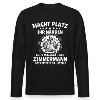 Zimmermann Zimmerer - Männer Premium Bio Langarmshirt - Schwarz - Vorne - Nico (187cm)