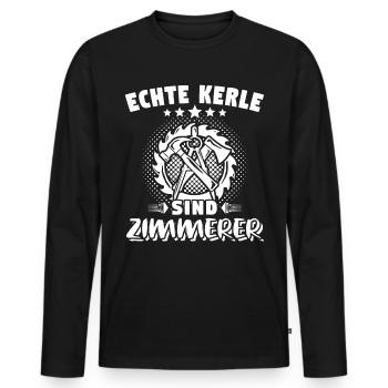 Zimmermann Zimmerer - Männer Premium Bio Langarmshirt - Schwarz - Vorne - Nico (187cm)