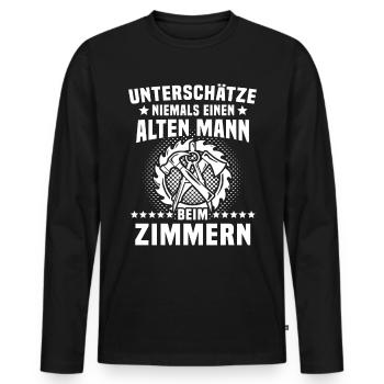 Zimmermann Zimmerer - Männer Premium Bio Langarmshirt - Schwarz - Vorne - Nico (187cm)