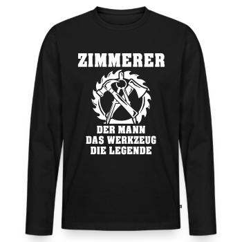 Zimmermann Zimmerer - Männer Premium Bio Langarmshirt - Schwarz - Vorne - Nico (187cm)