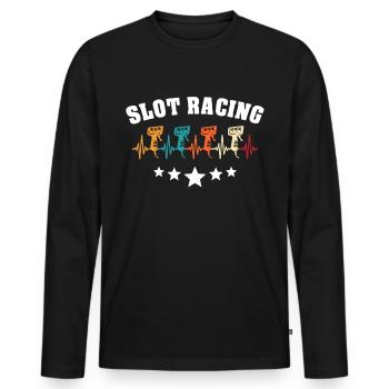 Slot Racing Slot Car - T-shirt manches longues Premium bio Homme - noir - Devant - Nico (187cm)