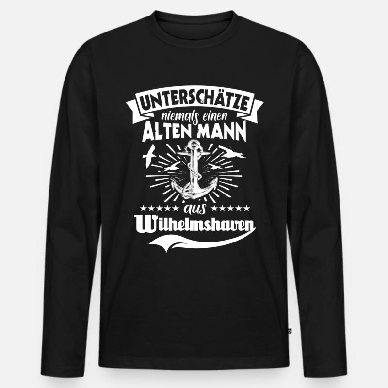 Wilhelmshaven Urlaub - Männer Premium Bio Langarmshirt - Schwarz