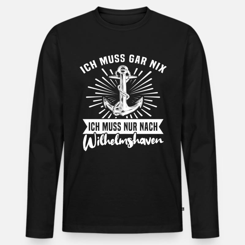 Wilhelmshaven Urlaub - Männer Premium Bio Langarmshirt - Schwarz