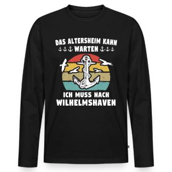 Wilhelmshaven Sprüche Wilhelmshavener Spruch - Männer Premium Bio Langarmshirt - Schwarz - Vorne - Nico (187cm)