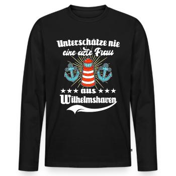 Wilhelmshaven Sprüche Wilhelmshavener Spruch - Männer Premium Bio Langarmshirt - Schwarz - Vorne - Nico (187cm)