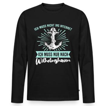 Wilhelmshaven Sprüche Wilhelmshavener Spruch - Männer Premium Bio Langarmshirt - Schwarz - Vorne - Nico (187cm)
