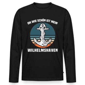 Wilhelmshaven Sprüche Wilhelmshavener Spruch - Männer Premium Bio Langarmshirt - Schwarz - Vorne - Nico (187cm)