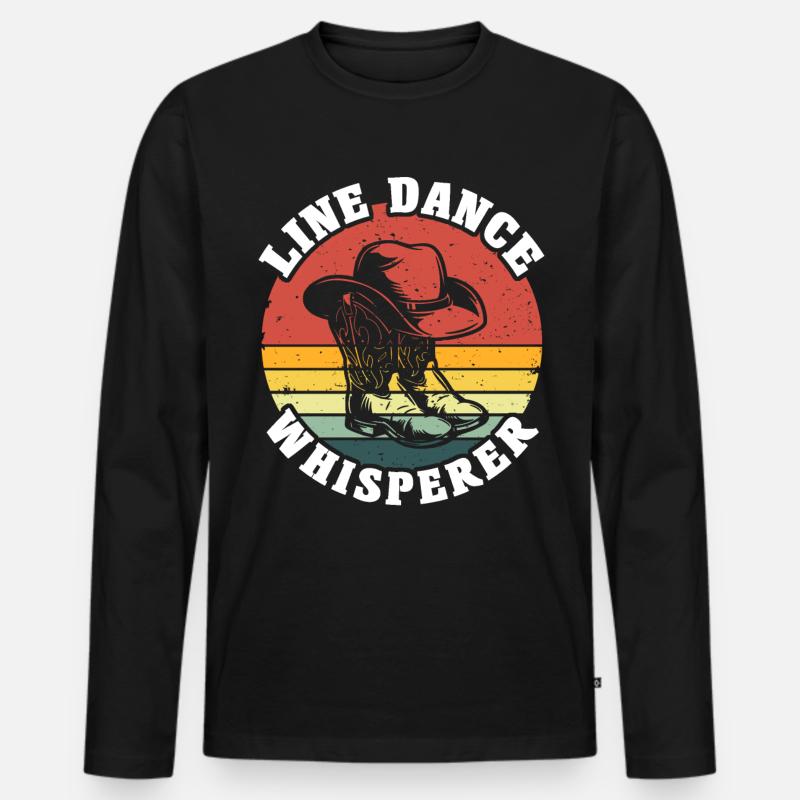 Line Dance Whisperer - Männer Premium Bio Langarmshirt - Schwarz