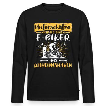 Wilhelmshaven Ebike Wilhelmshavener Ebiker - Männer Premium Bio Langarmshirt - Schwarz - Vorne - Nico (187cm)