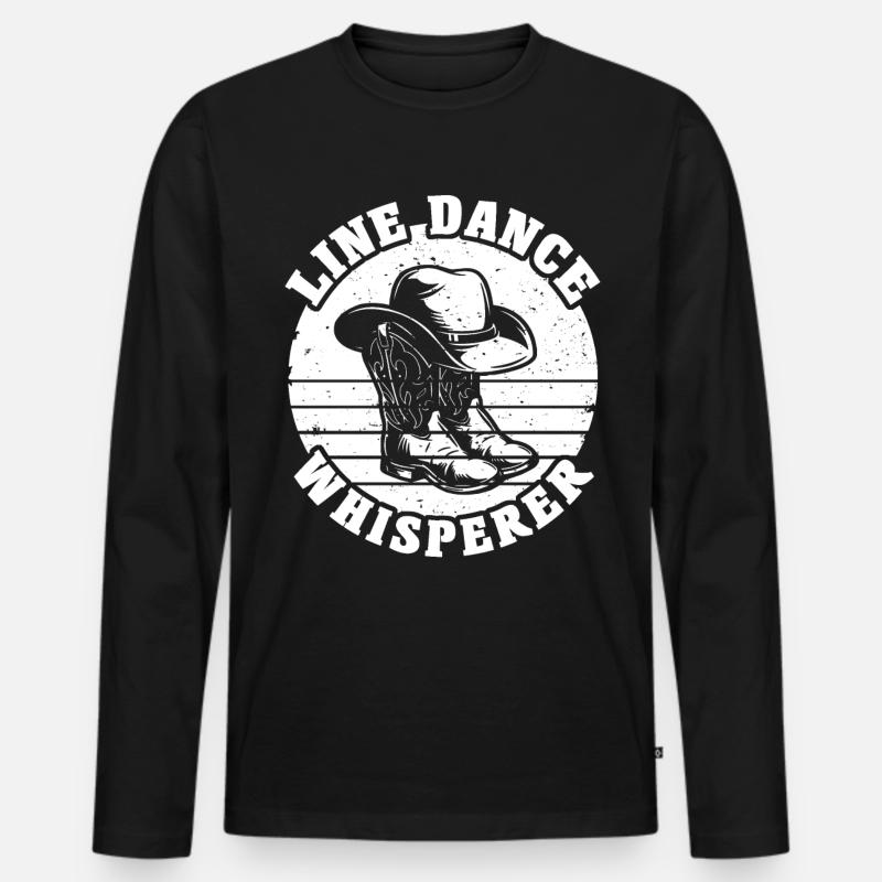 Line Dancing Line Dance - Männer Premium Bio Langarmshirt - Schwarz