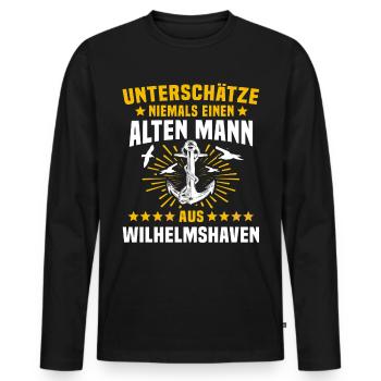 Lustige Wilhelmshaven Sprüche - Männer Premium Bio Langarmshirt - Schwarz - Vorne - Nico (187cm)