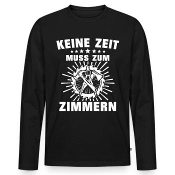 Zimmermann Zimmerer Zimmerleute - Männer Premium Bio Langarmshirt - Schwarz - Vorne - Nico (187cm)