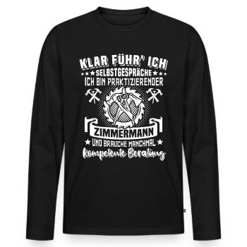 Zimmermann Zimmerer Zimmerleute - Männer Premium Bio Langarmshirt - Schwarz - Vorne - Nico (187cm)