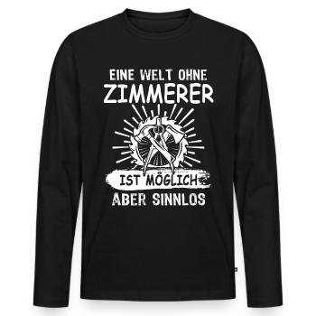 Zimmermann Zimmerer Zimmerleute - Männer Premium Bio Langarmshirt - Schwarz - Vorne - Nico (187cm)