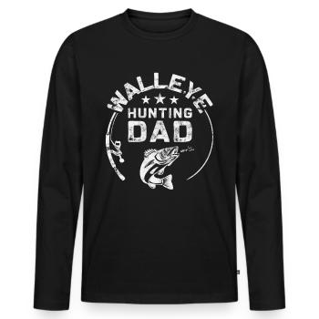 Pêche au lac Érié - Père chasseur de sandre - T-shirt manches longues Premium bio Homme - noir - Devant - Nico (187cm)
