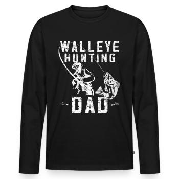 Pêche au lac Érié - Père chasseur de sandre - T-shirt manches longues Premium bio Homme - noir - Devant - Nico (187cm)