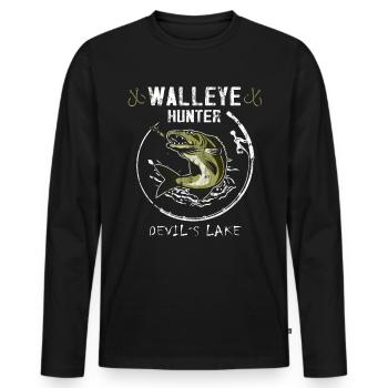 Fishing at the Teufelssee - Zander hunters - Men's Premium Organic Long Sleeve Shirt - black - Front - Nico (187cm)