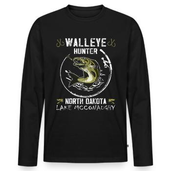 North Dakota Fishing - Walleye Hunter - Men's Premium Organic Long Sleeve Shirt - black - Front - Nico (187cm)