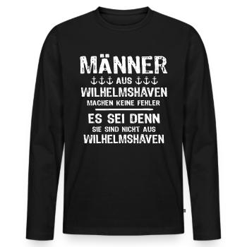 Wilhelmshaven Sprüche - Männer Premium Bio Langarmshirt - Schwarz - Vorne - Nico (187cm)