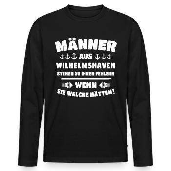 Wilhelmshaven Sprüche - Männer Premium Bio Langarmshirt - Schwarz - Vorne - Nico (187cm)