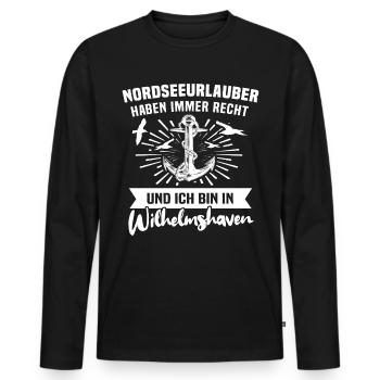 Wilhelmshaven Sprüche - Männer Premium Bio Langarmshirt - Schwarz - Vorne - Nico (187cm)