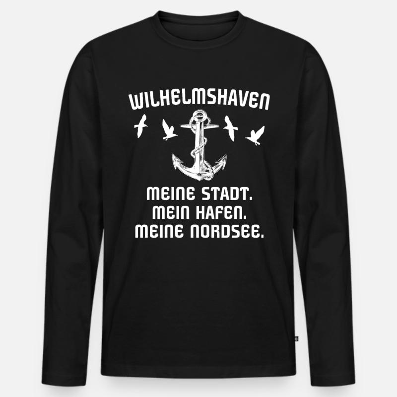 Wilhelmshaven Sprüche - Männer Premium Bio Langarmshirt - Schwarz
