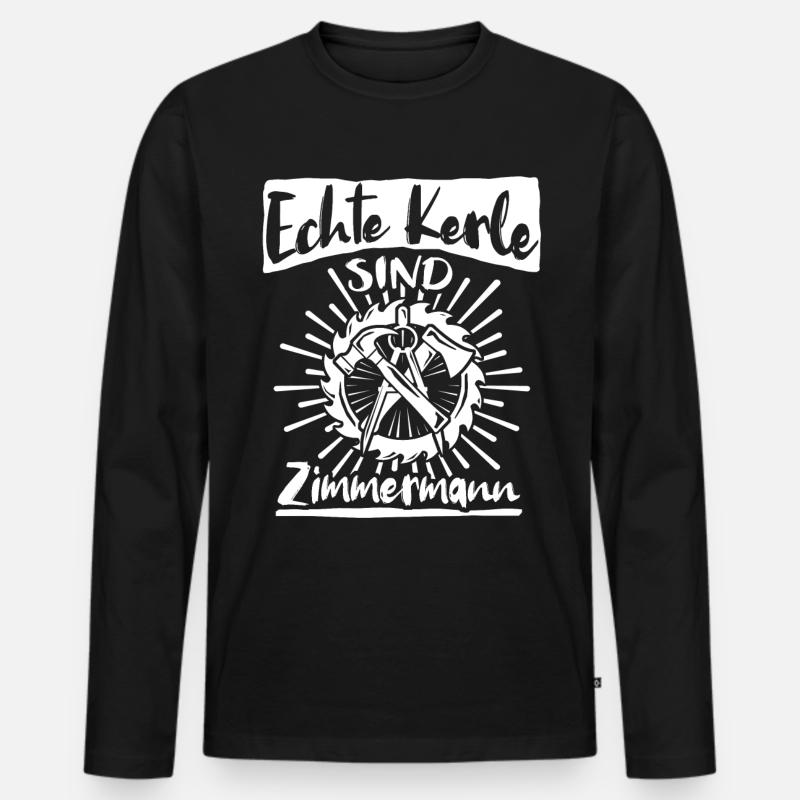 Zimmermann Zimmern Zimmerer - Männer Premium Bio Langarmshirt - Schwarz