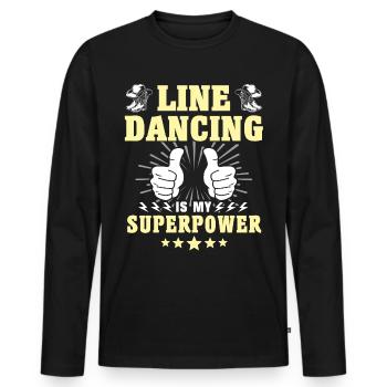 Line Dancing Superpower - Männer Premium Bio Langarmshirt - Schwarz - Vorne - Nico (187cm)