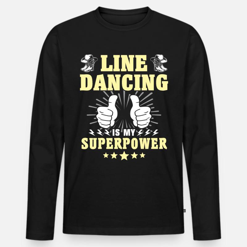 Line Dancing Superpower - Männer Premium Bio Langarmshirt - Schwarz