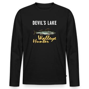Pêche au lac Devil - Chasseur de doré jaune - T-shirt manches longues Premium bio Homme - noir - Devant - Nico (187cm)