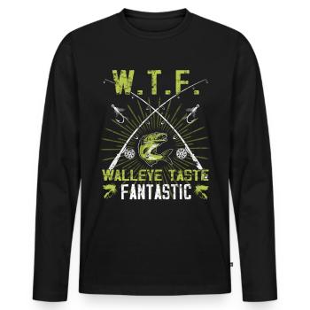 Zander a un goût fantastique - Zander hunter - T-shirt manches longues Premium bio Homme - noir - Devant - Nico (187cm)