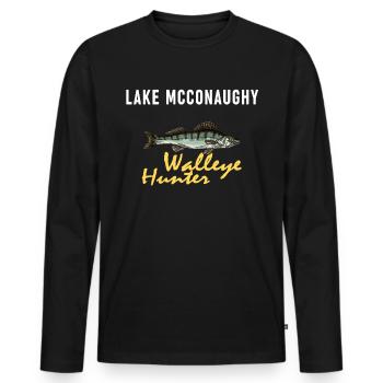Pêche au Dakota du Nord - Chasseur de doré jaune - T-shirt manches longues Premium bio Homme - noir - Devant - Nico (187cm)