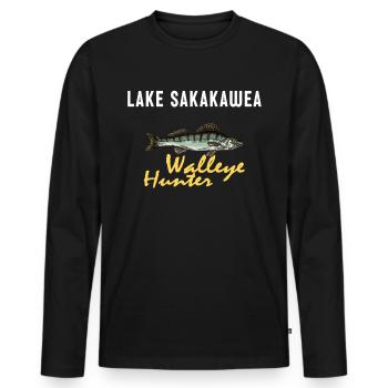 Fishing In North Dakota - Walleye Hunter - Men's Premium Organic Long Sleeve Shirt - black - Front - Nico (187cm)