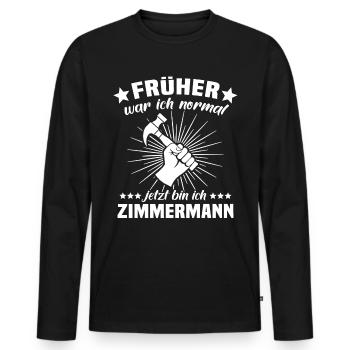 Zimmermann Beruf Zimmerer - Männer Premium Bio Langarmshirt - Schwarz - Vorne - Nico (187cm)