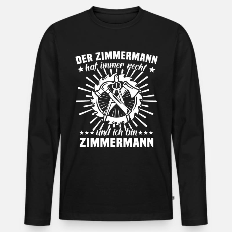 Zimmermann Beruf Zimmerer - Männer Premium Bio Langarmshirt - Schwarz