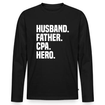 Auditeur Comptabilité - T-shirt manches longues Premium bio Homme - noir - Devant - Nico (187cm)