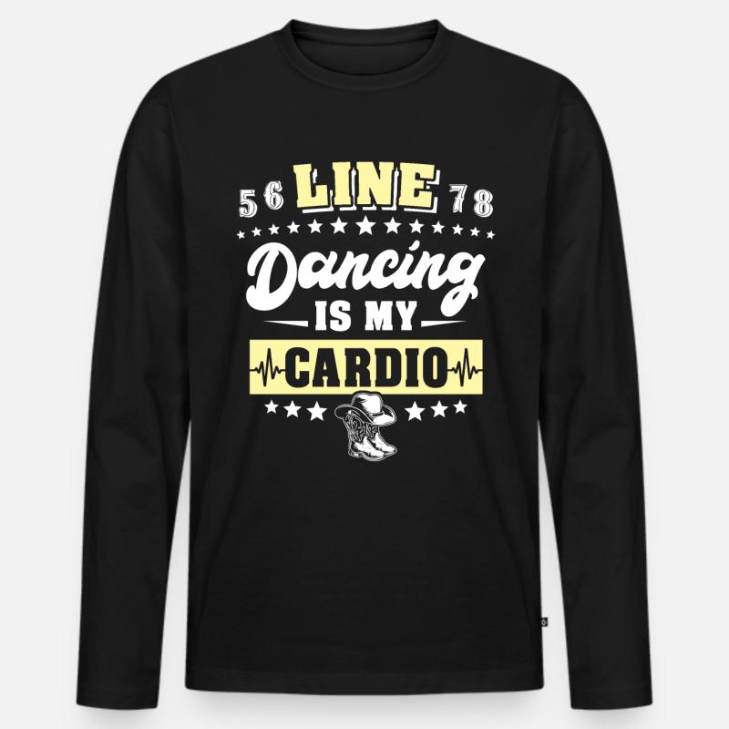 Line Dance Cardio Line Dancing - Männer Premium Bio Langarmshirt - Schwarz